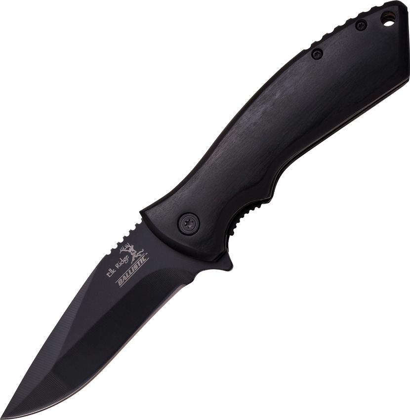 Elk Ridge ERA002BK Ballistic Linerlock A/O Knife, Black