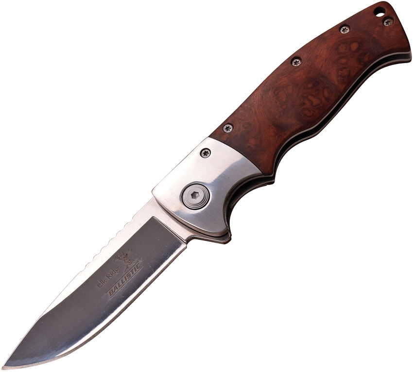 Elk Ridge ERA010SBU Linerlock A/O Knife, Burl