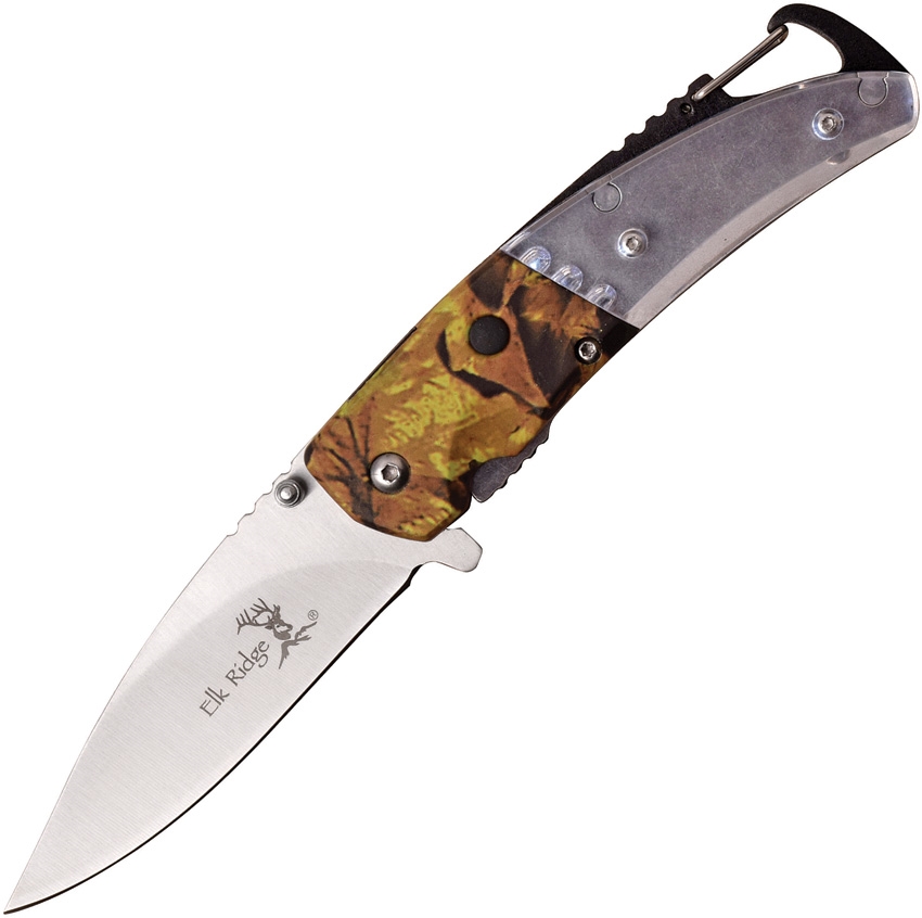 Elk Ridge ERA157CA LED Linerlock A/O Knife, Camo