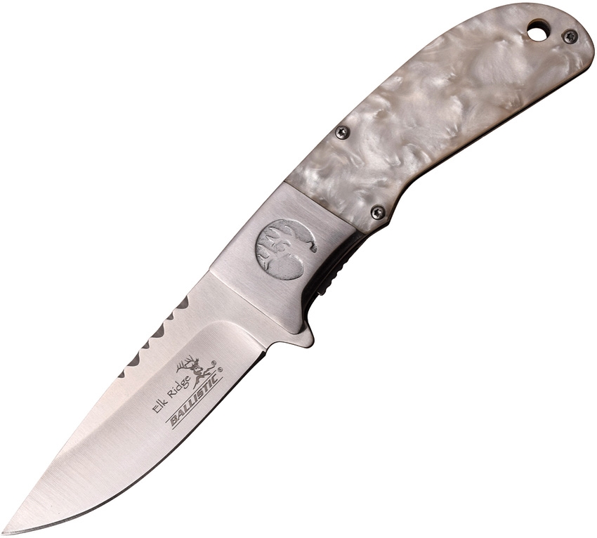 Elk Ridge ERA168WP Linerlock A/O Knife, Pearl Resin