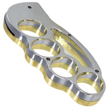 Fighter Chrome and Gold Knuckles with Knife
