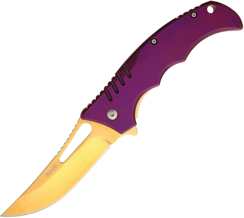 Fury FY32359 Linerlock A/O Knife Purple, Gold