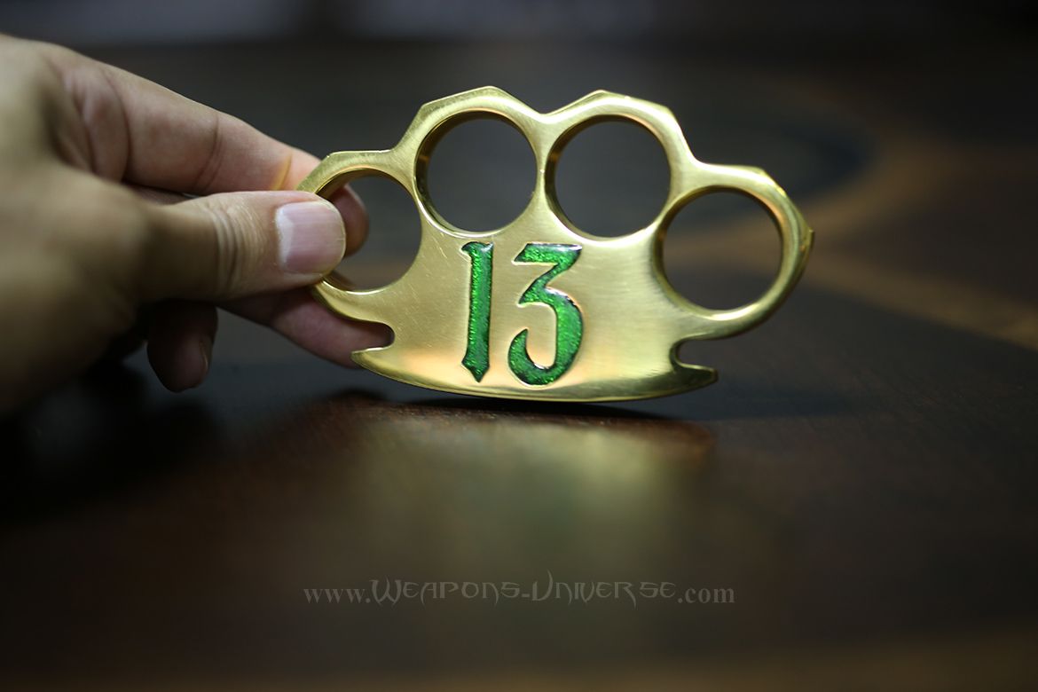 Green Lucky 13 Real Brass Knuckles