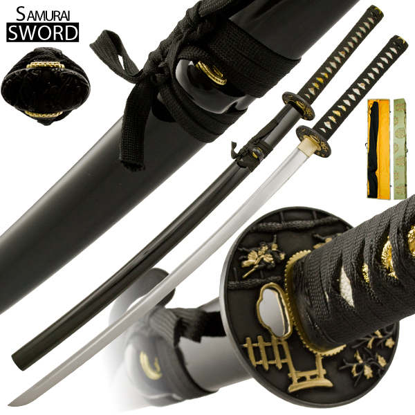 Handmade Battlefield Warrior Katana Samurai Sword Set, Black