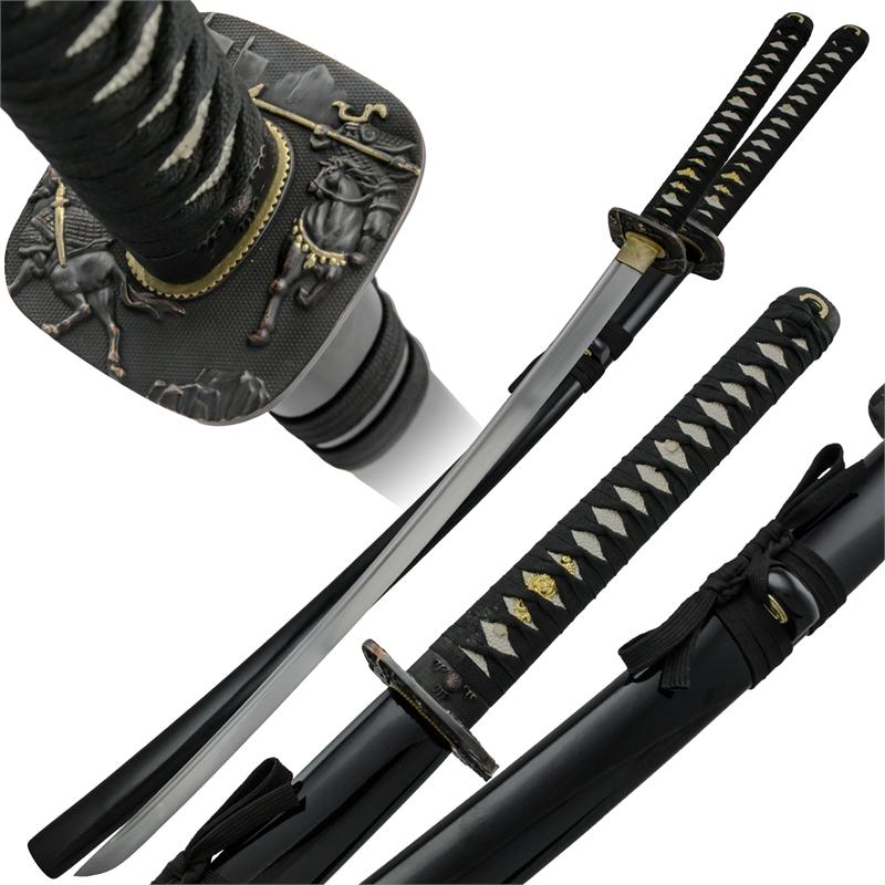 Handmade Full Tang Scabbard Samurai Sword, Black