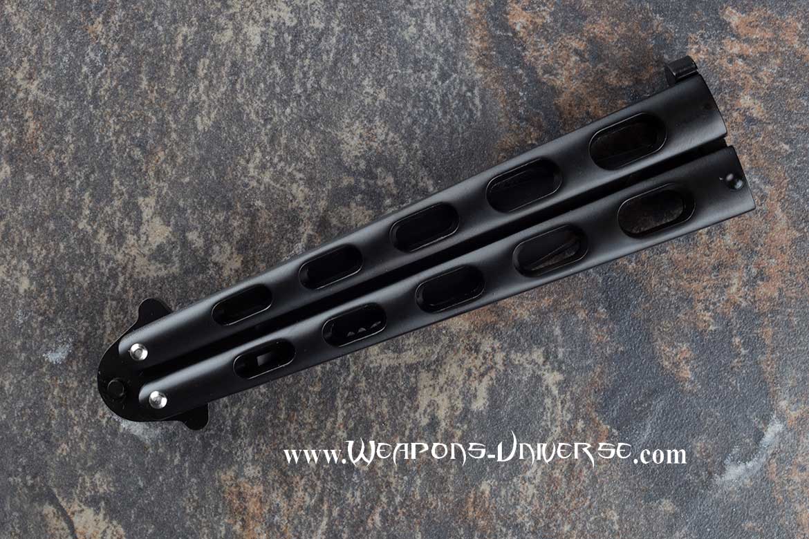 Heavy Duty Butterfly Knife, Serrated, Black