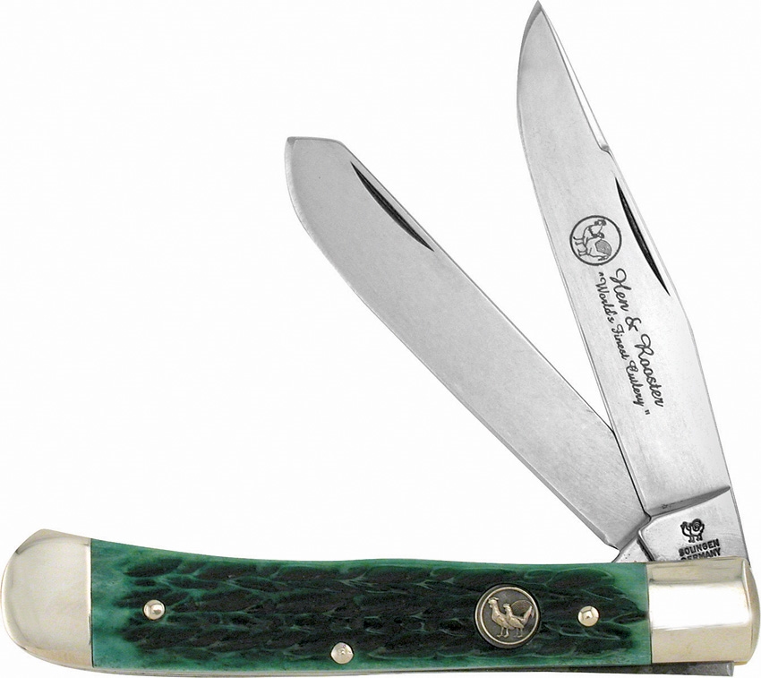 Hen and Rooster HR312AGB Trapper Antique Green Bone Knife