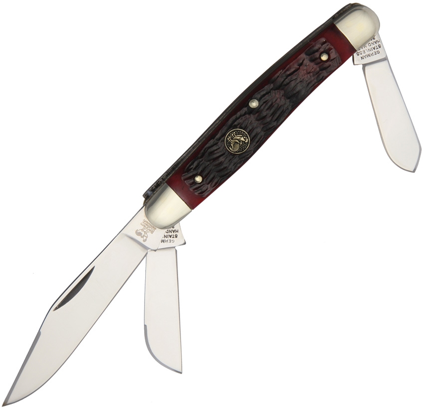 Hen and Rooster HR313RPB Stockman Walnut Red Jigged Knife