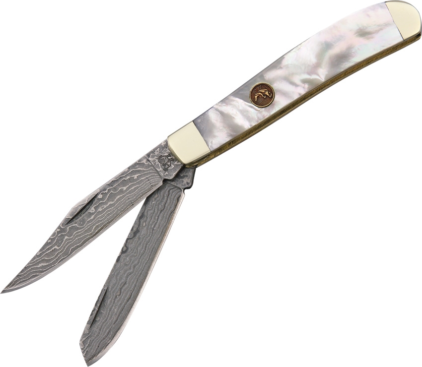 Hen and Rooster HR412MOPDM Damascus Trapper Knife
