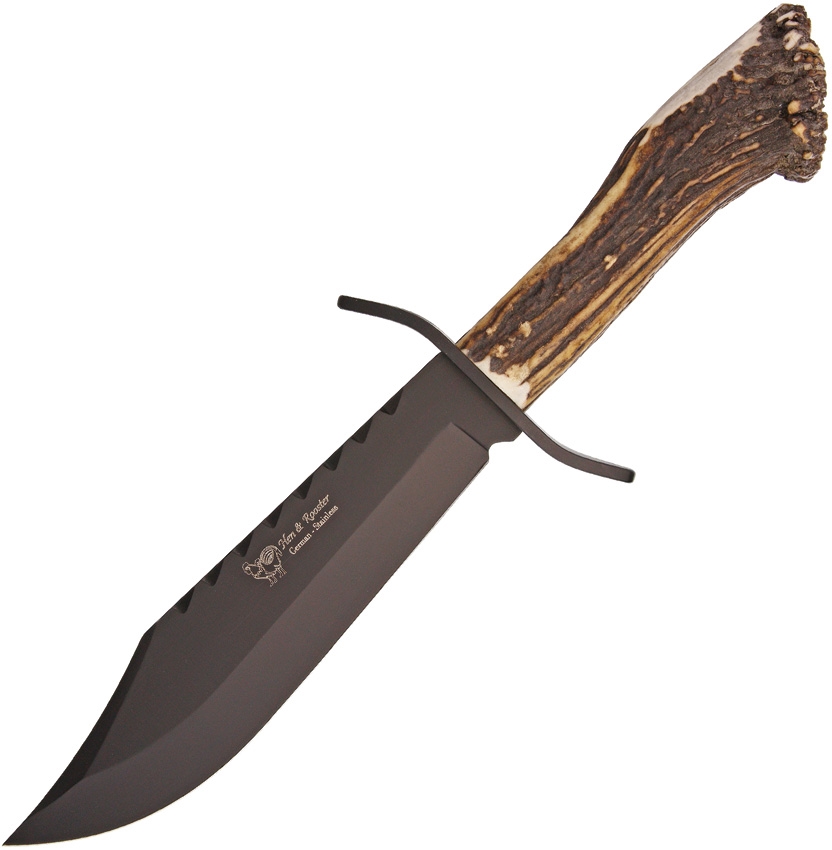 Hen and Rooster HR5000B Bowie Deer Stag Black Blade Knife