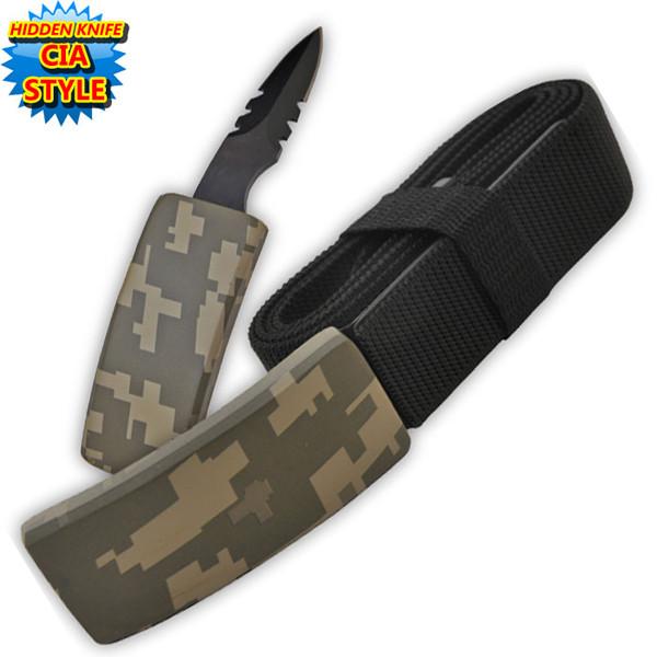 Hidden Belt Buckle Knife, Digital Camo