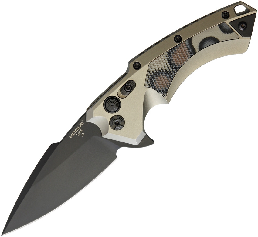 Hogue HO34577 X5 Button Lock Knife, Tan Camo