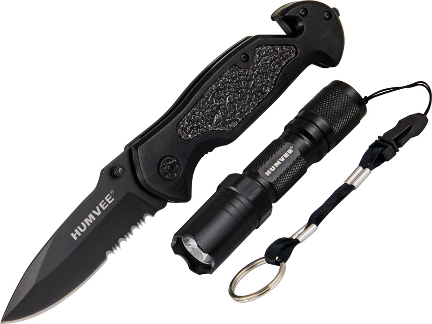 Humvee HMVKCER1 Emergency Rescue and LED Combo Knife