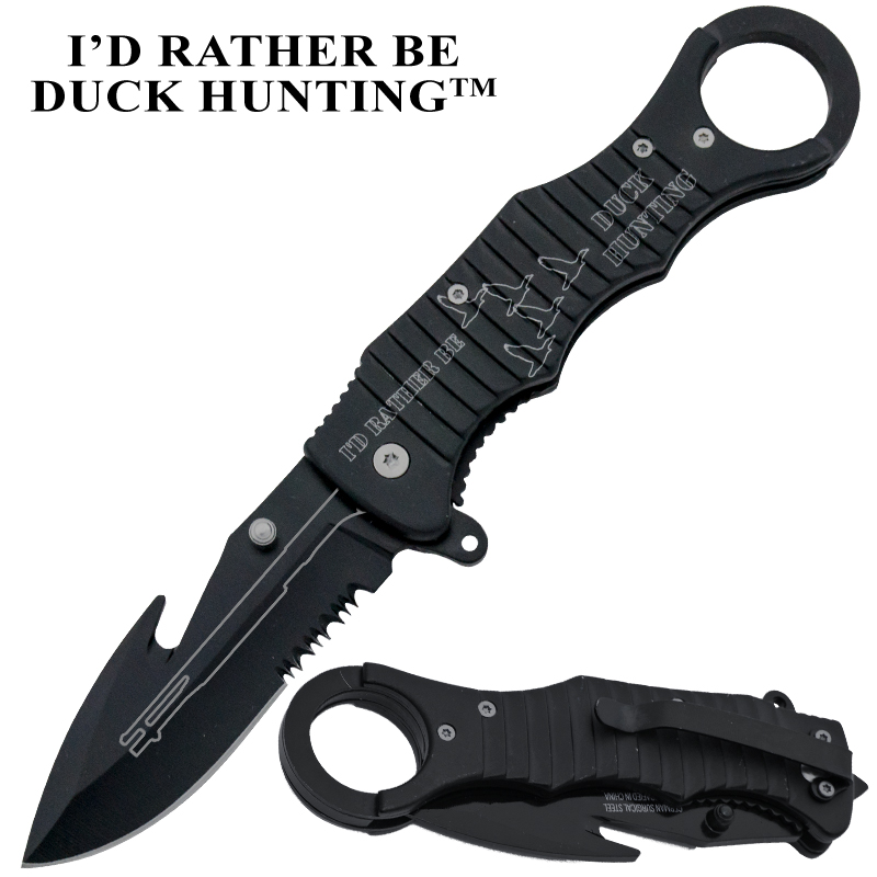 I'd Rather Be Duck Hunting Spring Assisted Knife, Black