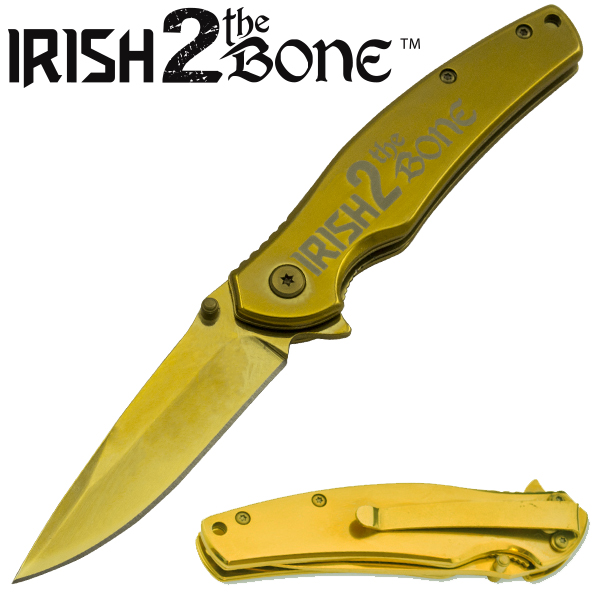 Irish 2 The Bone Gold Drop Point Folder