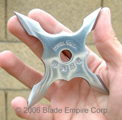 Jujigata Shuriken, Semi Pro, 4 Pointed, Silver, 4 inches