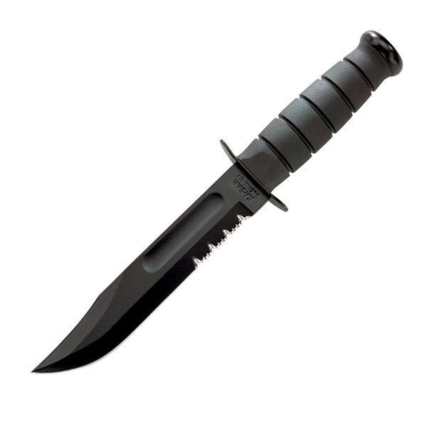 Ka-Bar KB1212 Black Fighting Knife, Serrated