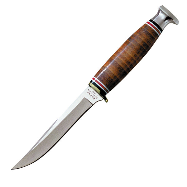 Ka-Bar KB1226 Deluxe Little Fin Knife, Leather Handle