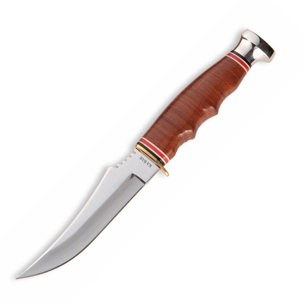 Ka-Bar KB1233 Skinner Knife, Stacked Leather Handle