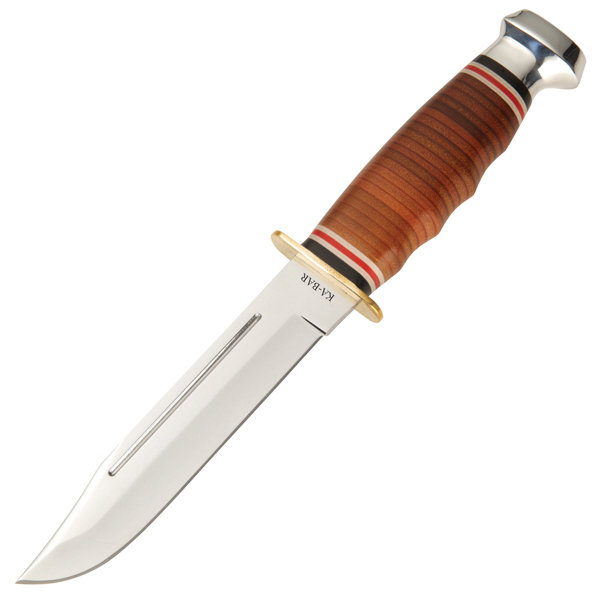 Ka-Bar KB1235 Marine Hunter Knife, Stacked Leather Handle