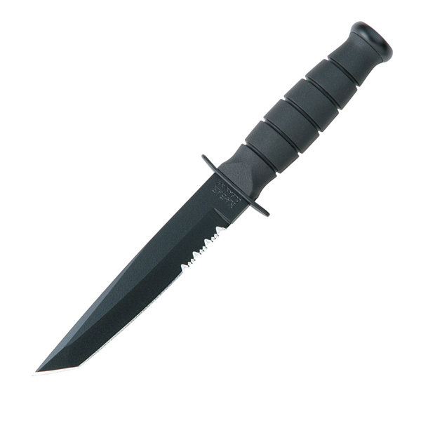 Ka-Bar KB1255 Short Black Tanto Knife, Serrated