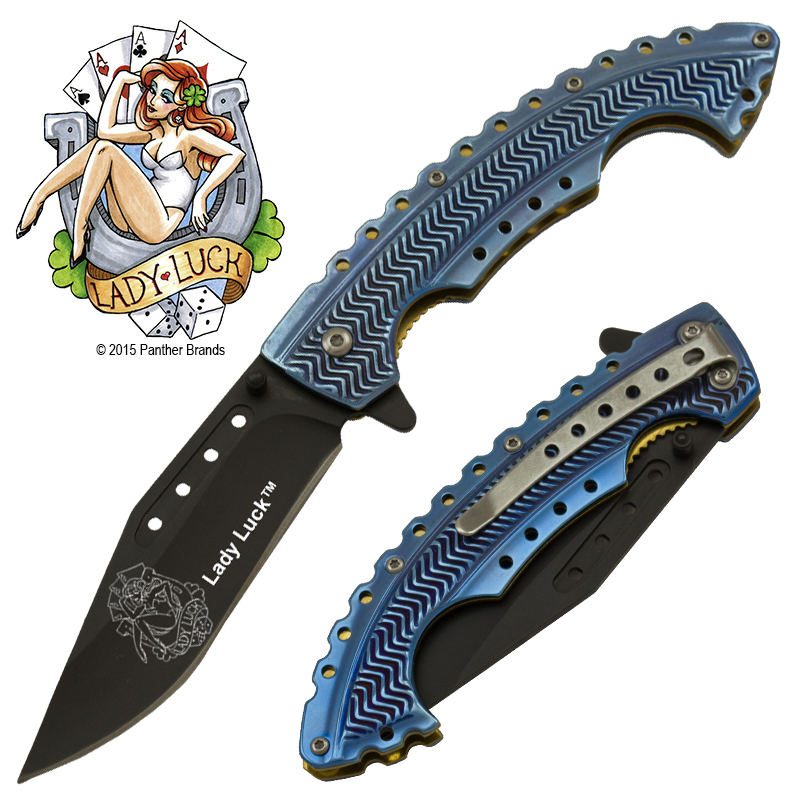 Lady Luck Blue Spring Assisted Knife