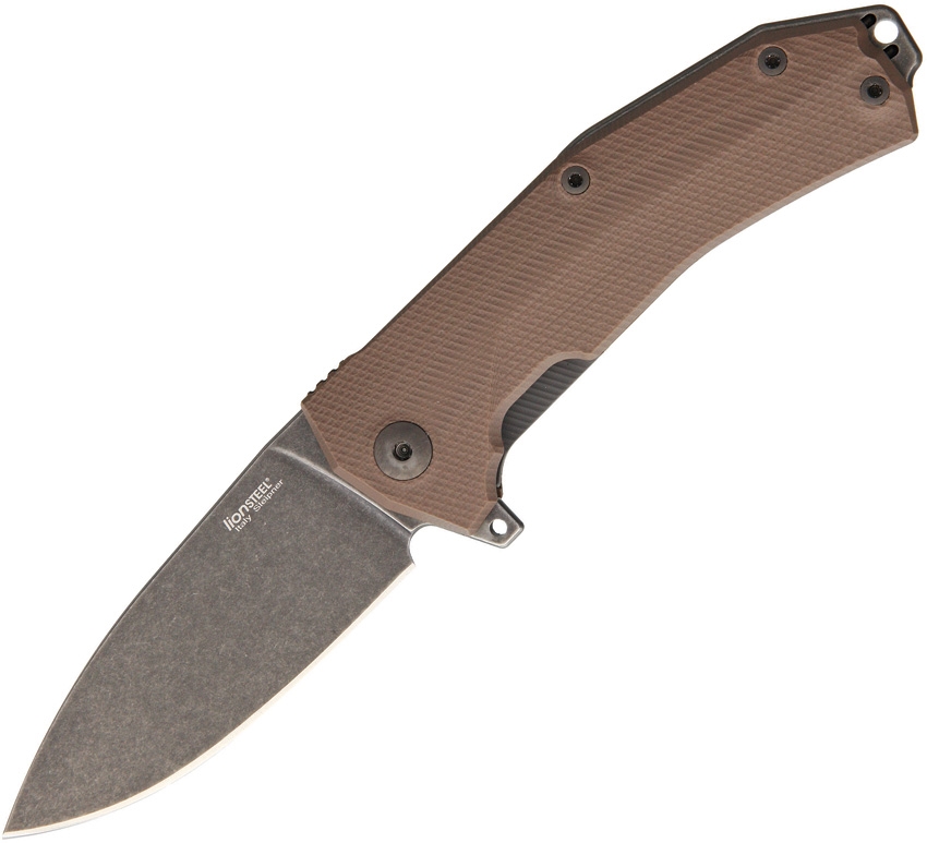 Lion Steel LSTKURBBR KUR Linerlock Br Stonewash Knife