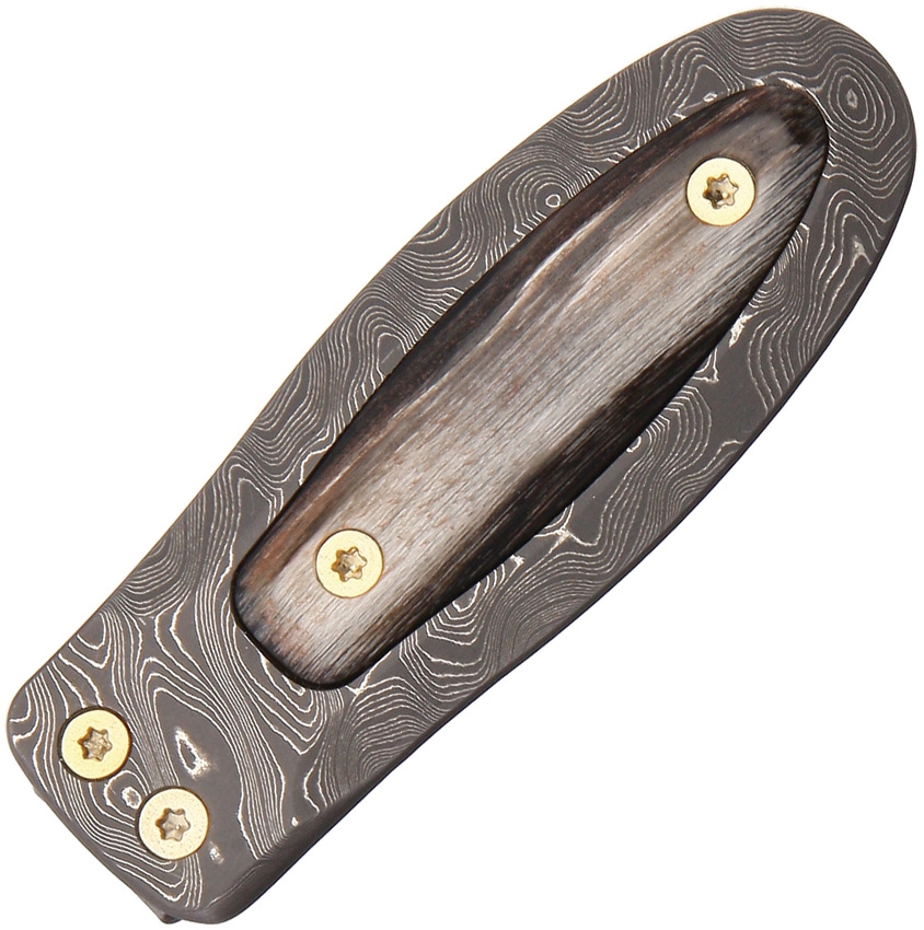 Lion Steel LSTPBDMN Money Clip Damascus Ram Horn