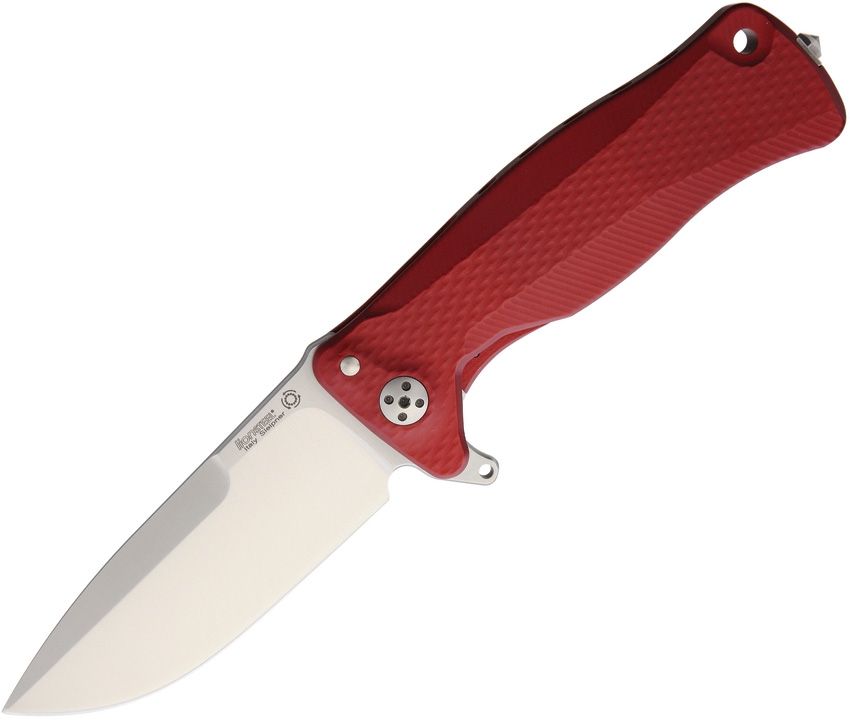 Lion Steel LSTSR11ARS SR11 Satin Framelock Knife, Red