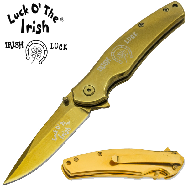 Luck O' The Irish Gold Drop Point Folder