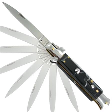 Mafia Italian Milano Stiletto Black Marble Automatic Knife A150CL