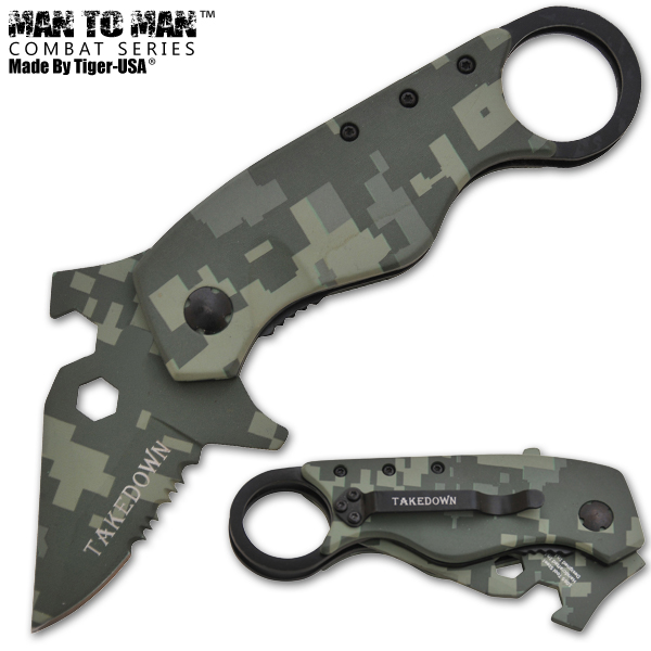 Man Kombat Tech Assisted Knife, Camo