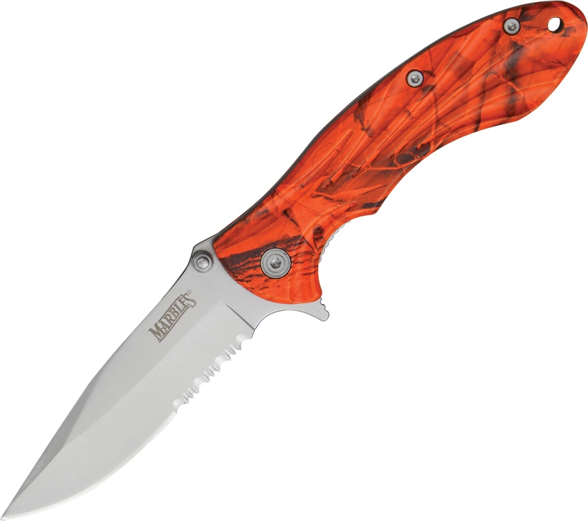 Marbles MR286 Linerlock Orange Camo Knife