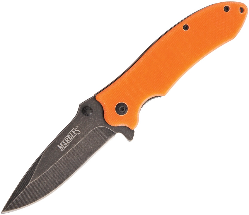 Marbles MR370 Linerlock Orange G10 Stonewash Knife