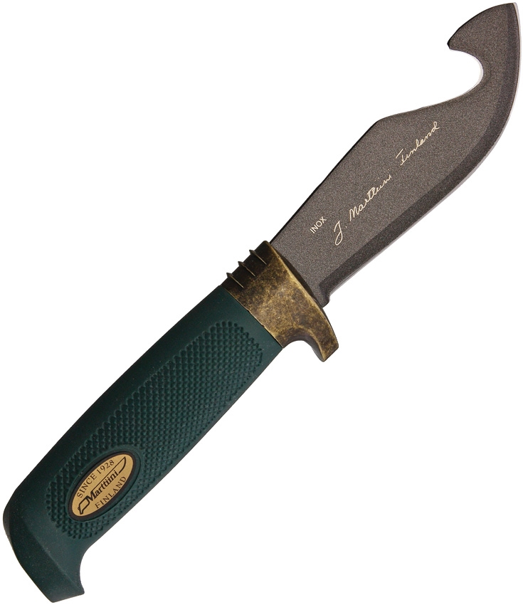 Marttiini MN378014T Guthook Skinner Green Handle Knife