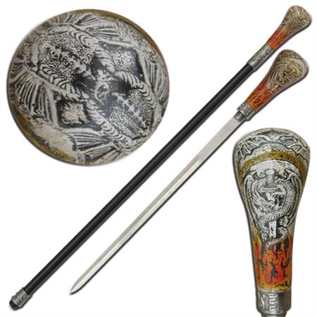 Medieval Flame Protector Dragon Acrylic Sword Cane CS1196C