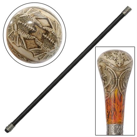 Medieval Flame Protector Dragon Acrylic Walking Cane CS1196C-1