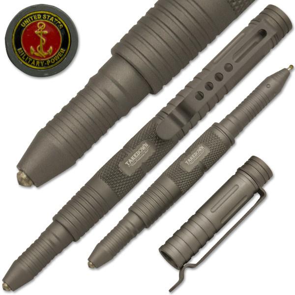 Military Power Tactical Public Safety Tool and Pen Survival Tip Pen Grey