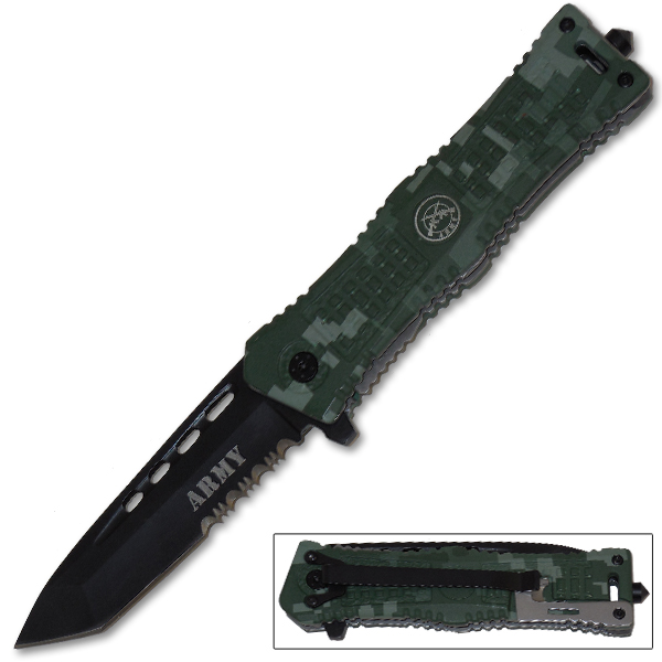 Military Special Operation Spring Assisted Knife - Digital Camo, Army