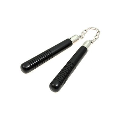 Mini Nunchuck, Round, Grip, Black, 8 inches