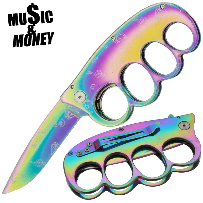 Music and Money Trench Knuckle Knife Duster Extreme, Rainbow