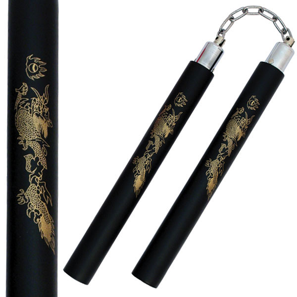 Nunchucks, Foam, Dragon, Black, Chain