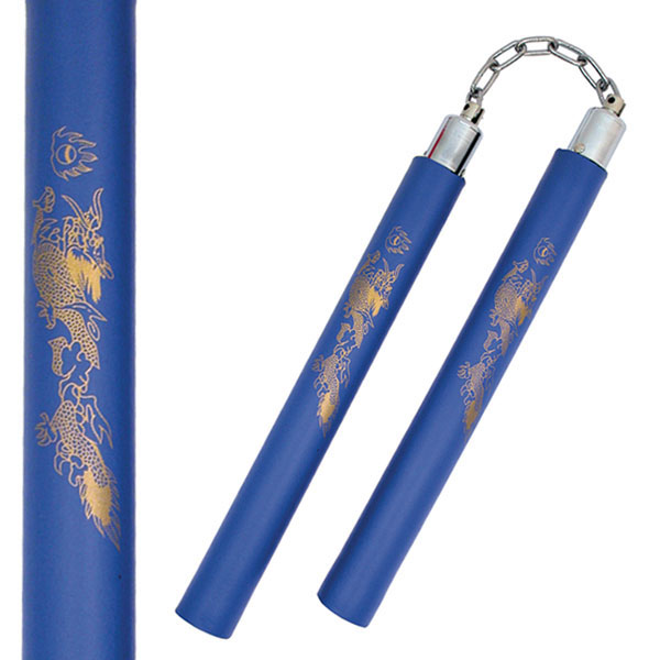 Nunchucks, Foam, Dragon, Blue, Chain