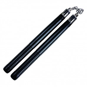 Nunchucks, Wood, Round, Black, Chain, 14 inches