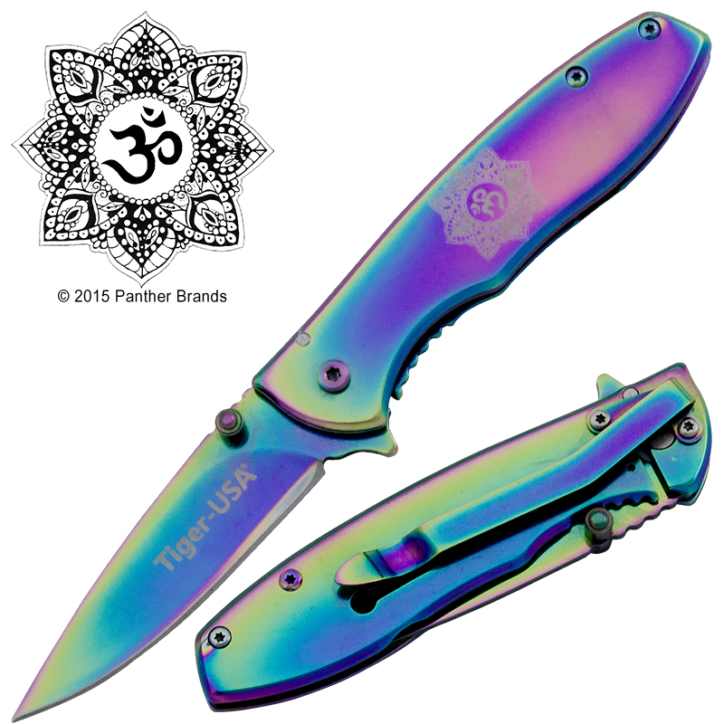 OM Star Spring Assisted Knife, Rainbow