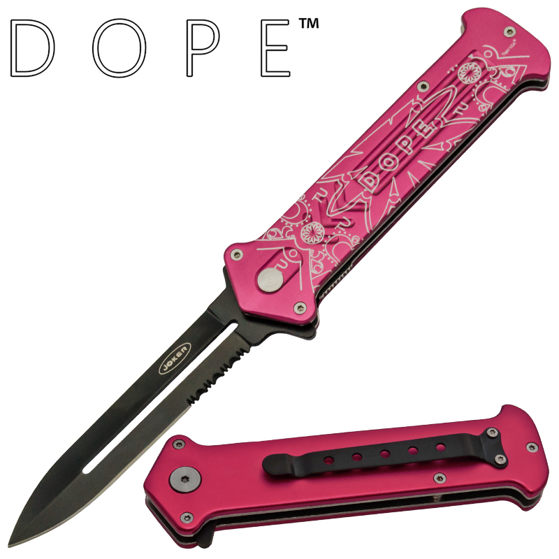 Pink Dope Floral Star Trigger Action Knife