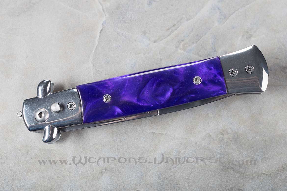 Purple Switchblade Automatic Knife, Closed