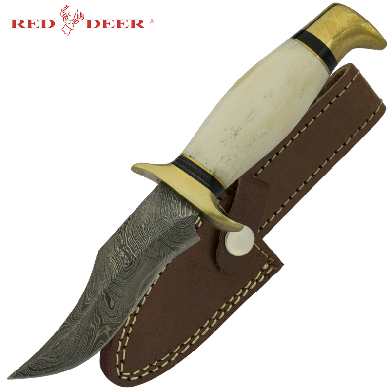 Red Deer Fine Damascus Full Tang Knife