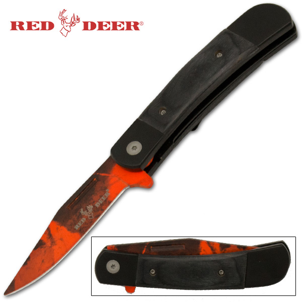 Red Deer Hunting Knife Spring Assisted Knife