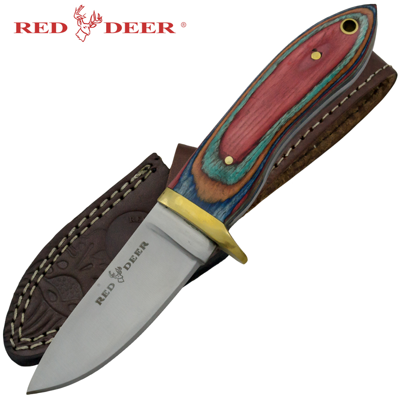 Red Deer Multicolored Pakka Wood Handle Hunting Knife